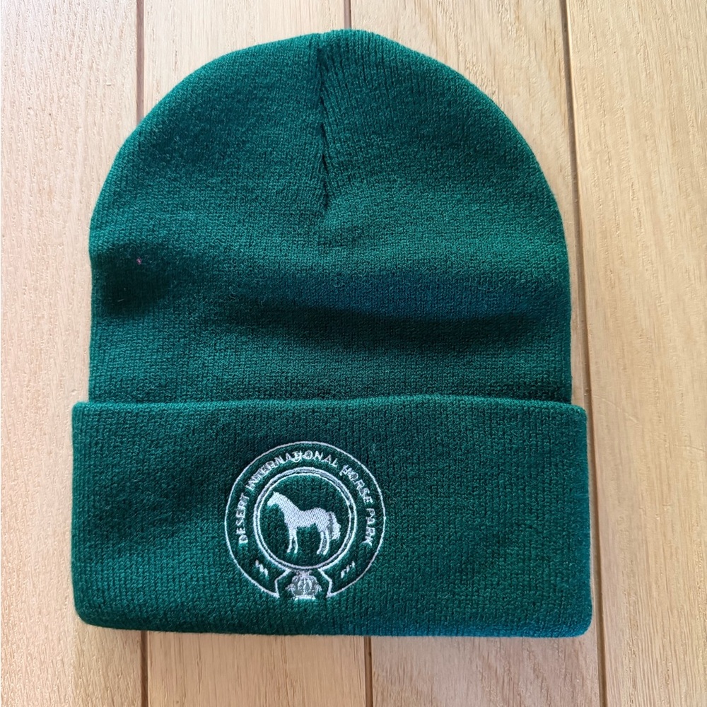 NWOT Desert International Horse Park Beanie Knitted Hat Dark Green